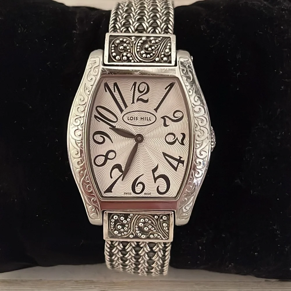 Lois Hill Swiss Made Tonneau Watch Woven Bracelet Ref LH-0071 5ATM
